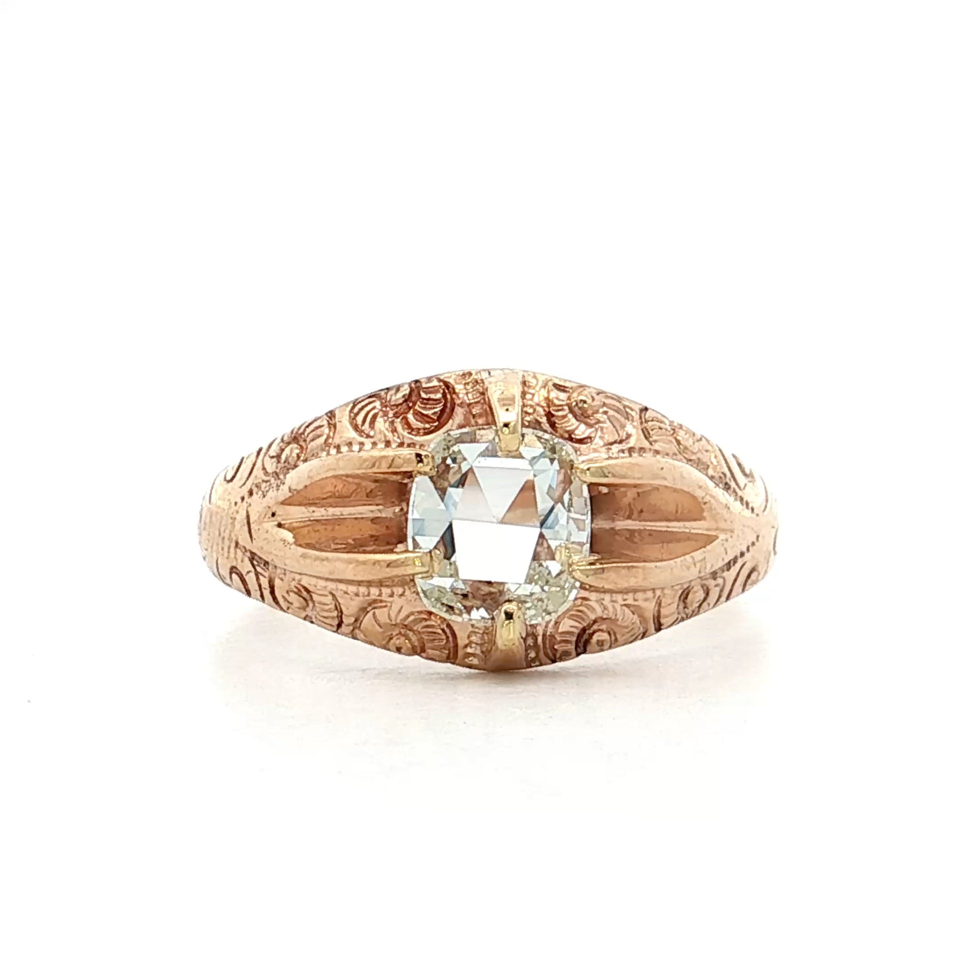 .46 Vintage Oval Rose Diamond Engagement Ring 10k