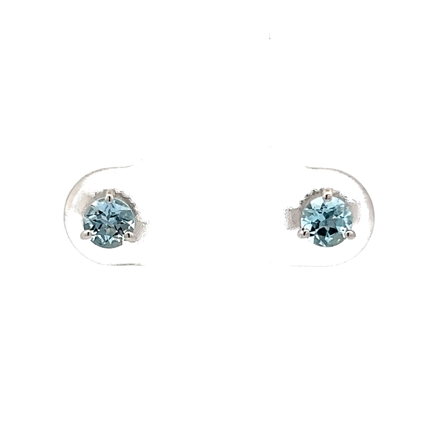 .48 Aquamarine Stud Earrings in 14k White Gold