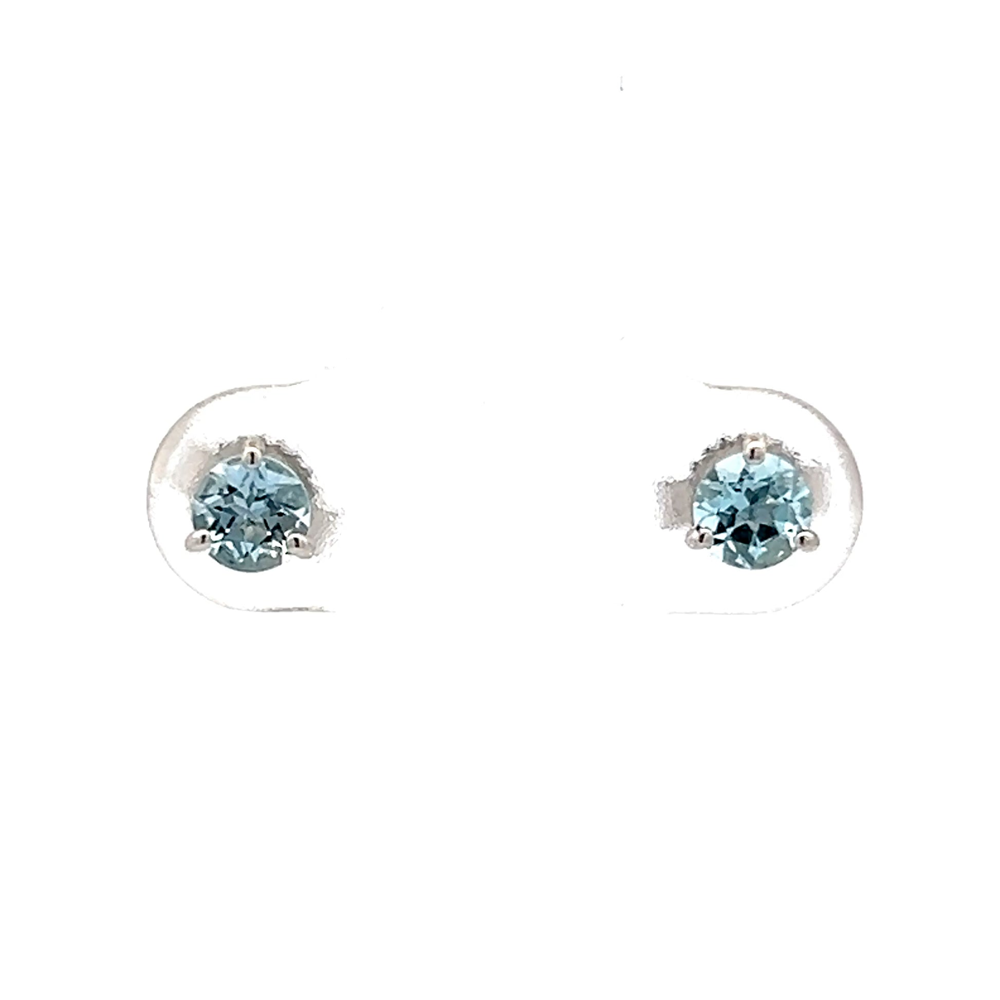.48 Aquamarine Stud Earrings in 14k White Gold
