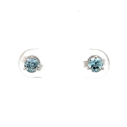 .48 Aquamarine Stud Earrings in 14k White Gold