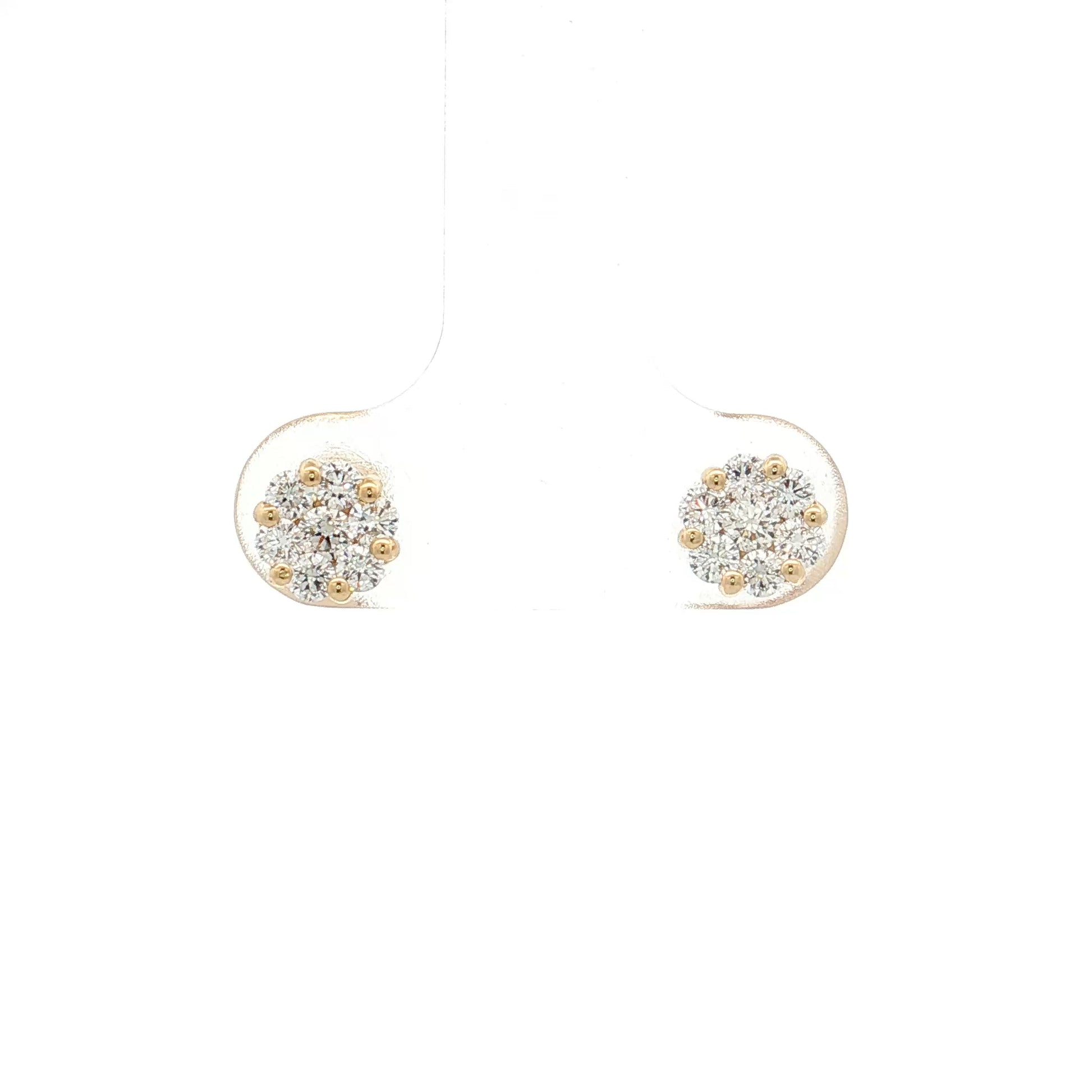 .48 Diamond Cluster Stud Earrings 14k Yellow Gold