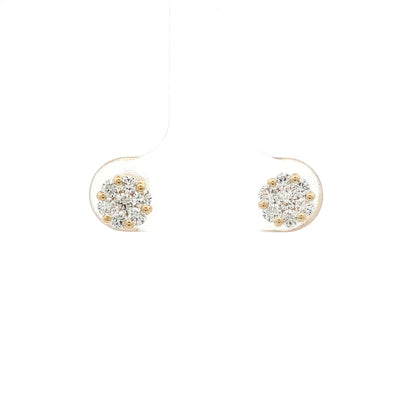 .48 Diamond Cluster Stud Earrings 14k Yellow Gold