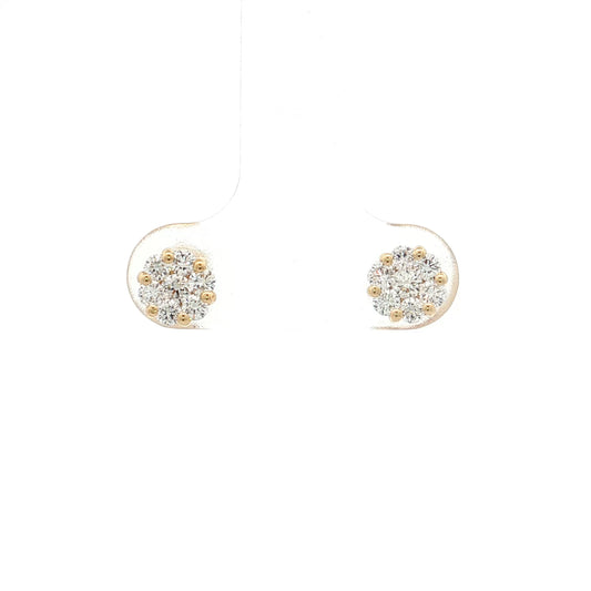 .48 Diamond Cluster Stud Earrings 14k Yellow Gold