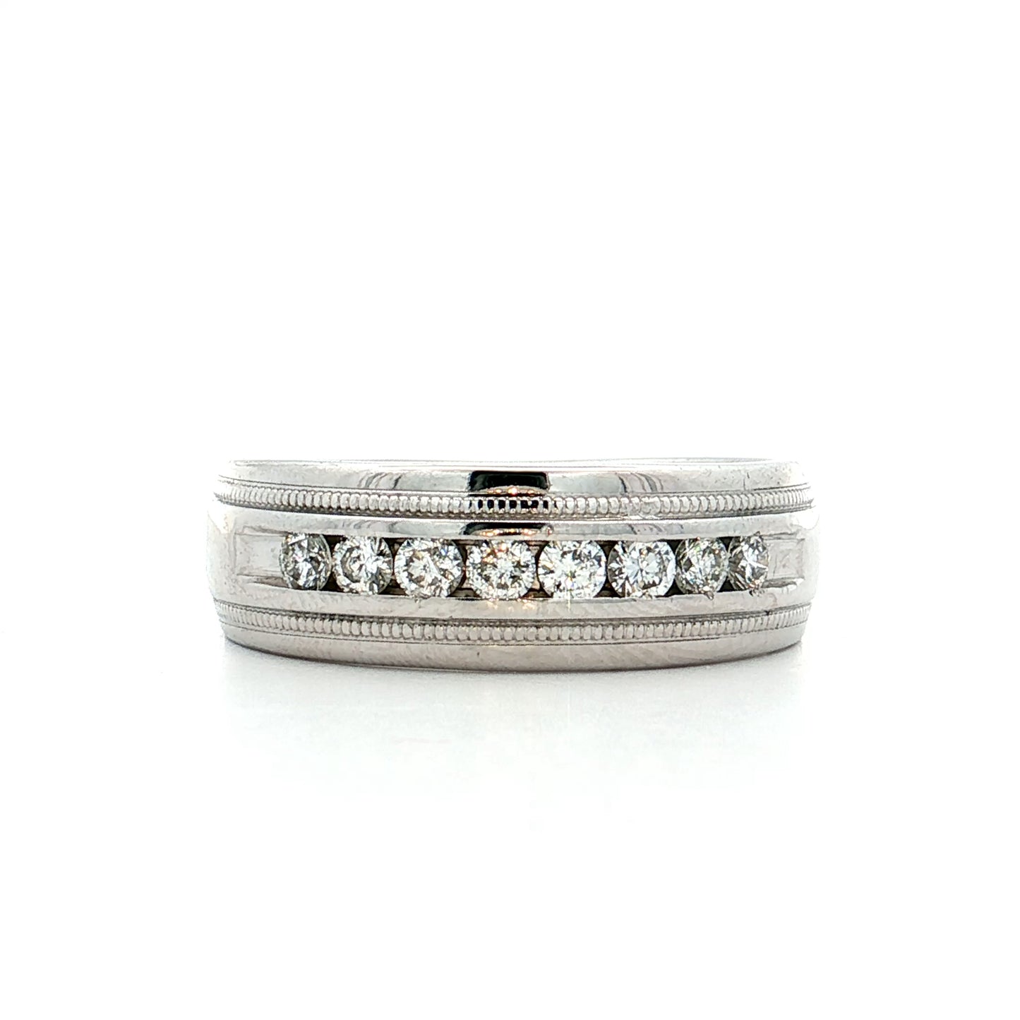 .48 Mens Diamond Channel Set Band 14k White Gold