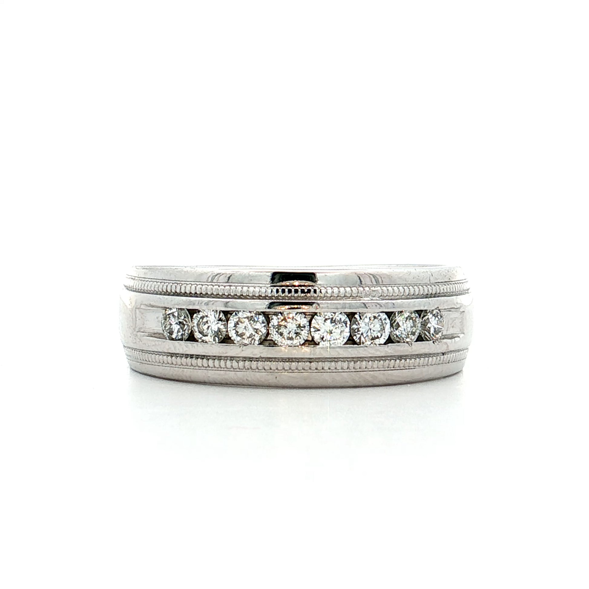 
.48 Mens Diamond Channel Set Band 14k White Gold
