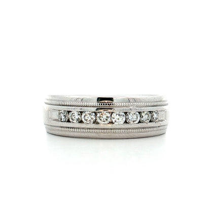 
.48 Mens Diamond Channel Set Band 14k White Gold
