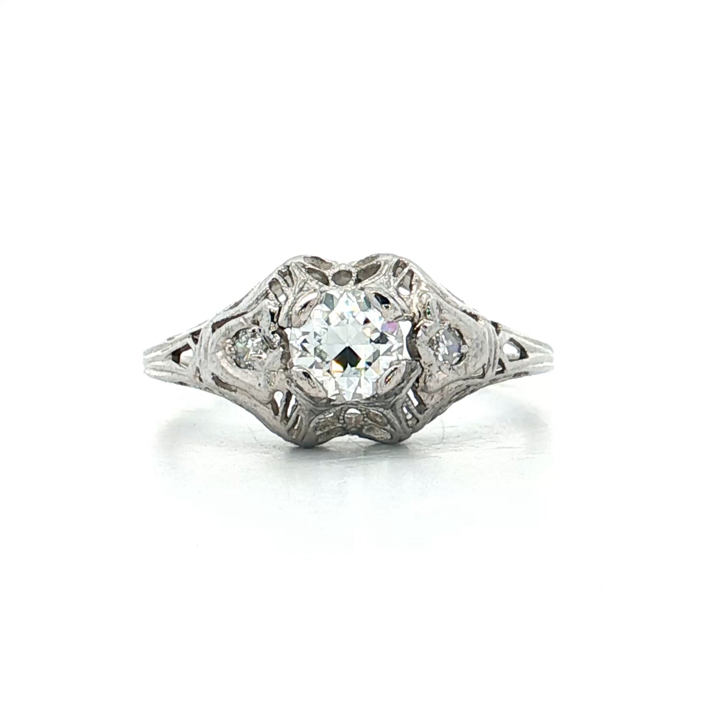 .50 Antique Deco European Diamond Engagement Ring 18k