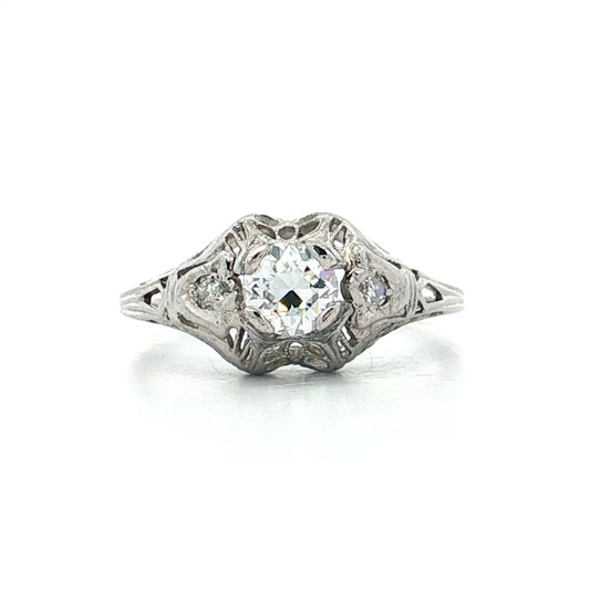 .50 Antique Deco European Diamond Engagement Ring 18k