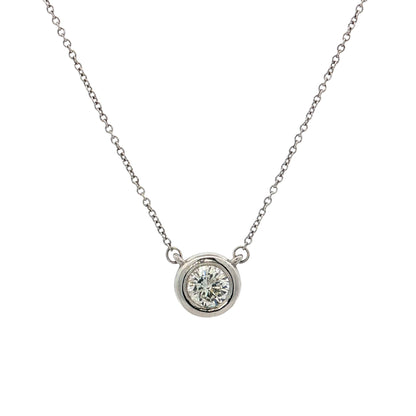 .50 Bezel Diamond Pendant Necklace 14k White Gold