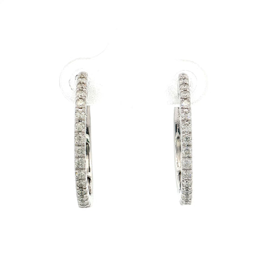 .50 Diamond Inside-Out Hoop Earrings 14k White Gold
