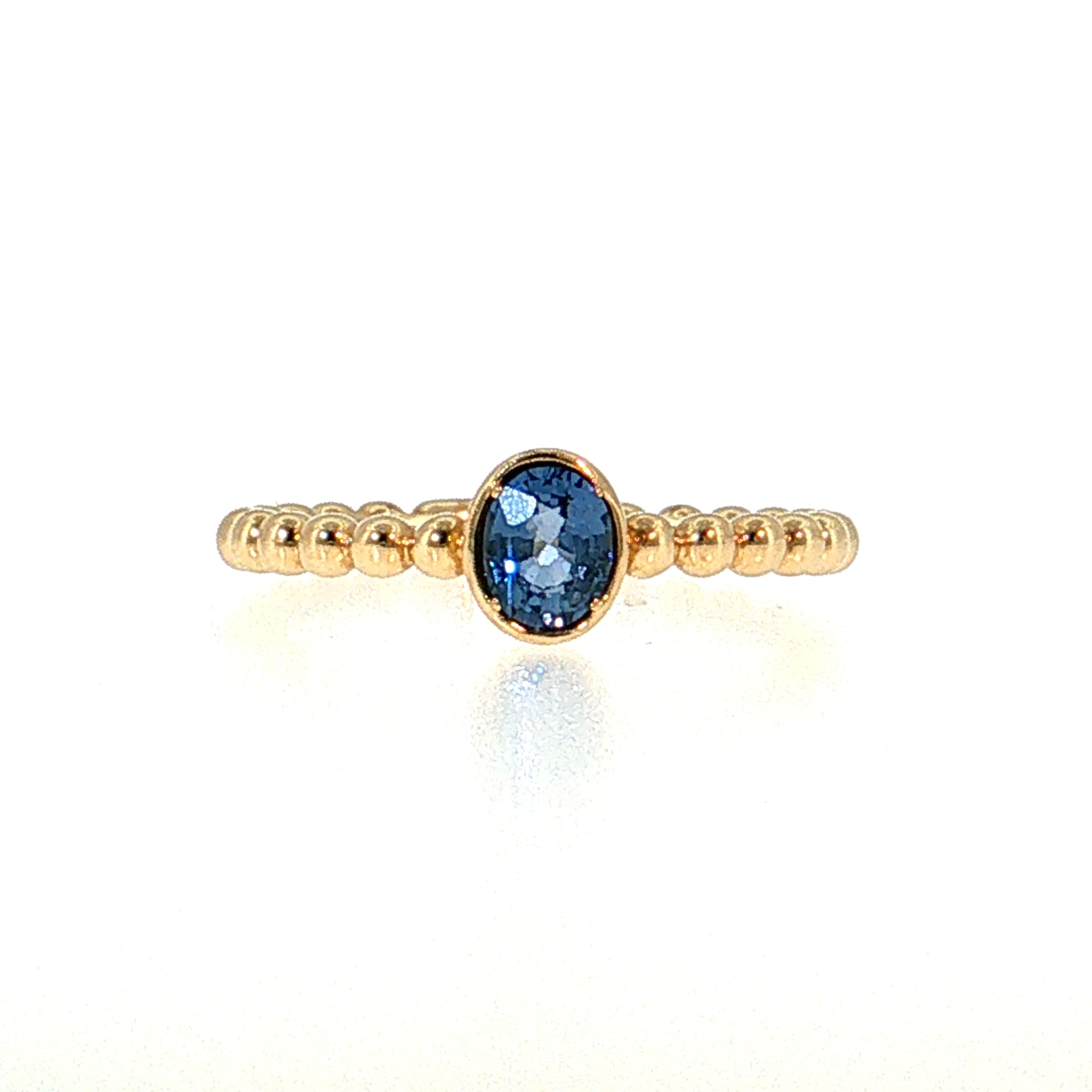 .50 Oval Cut Blue Sapphire Stacking Ring 14k