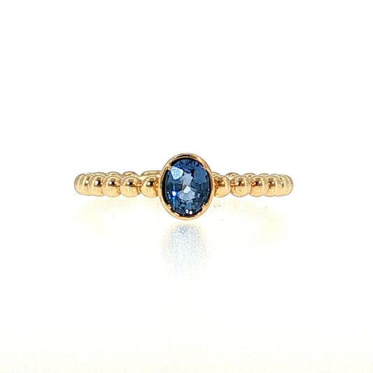 .50 Oval Cut Blue Sapphire Stacking Ring 14k