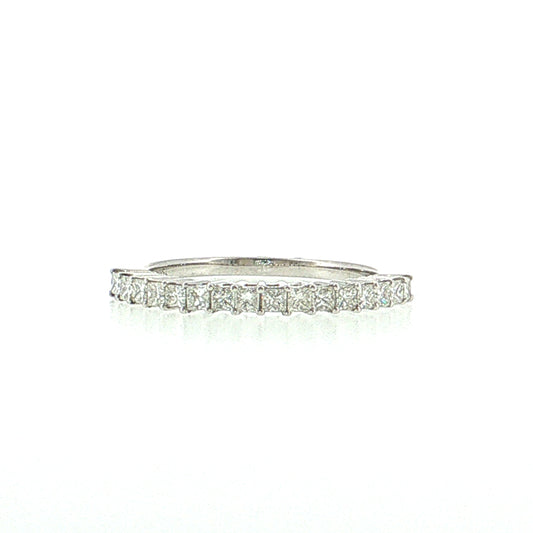 .50 Princess Cut Diamond Wedding Band 14k White Gold