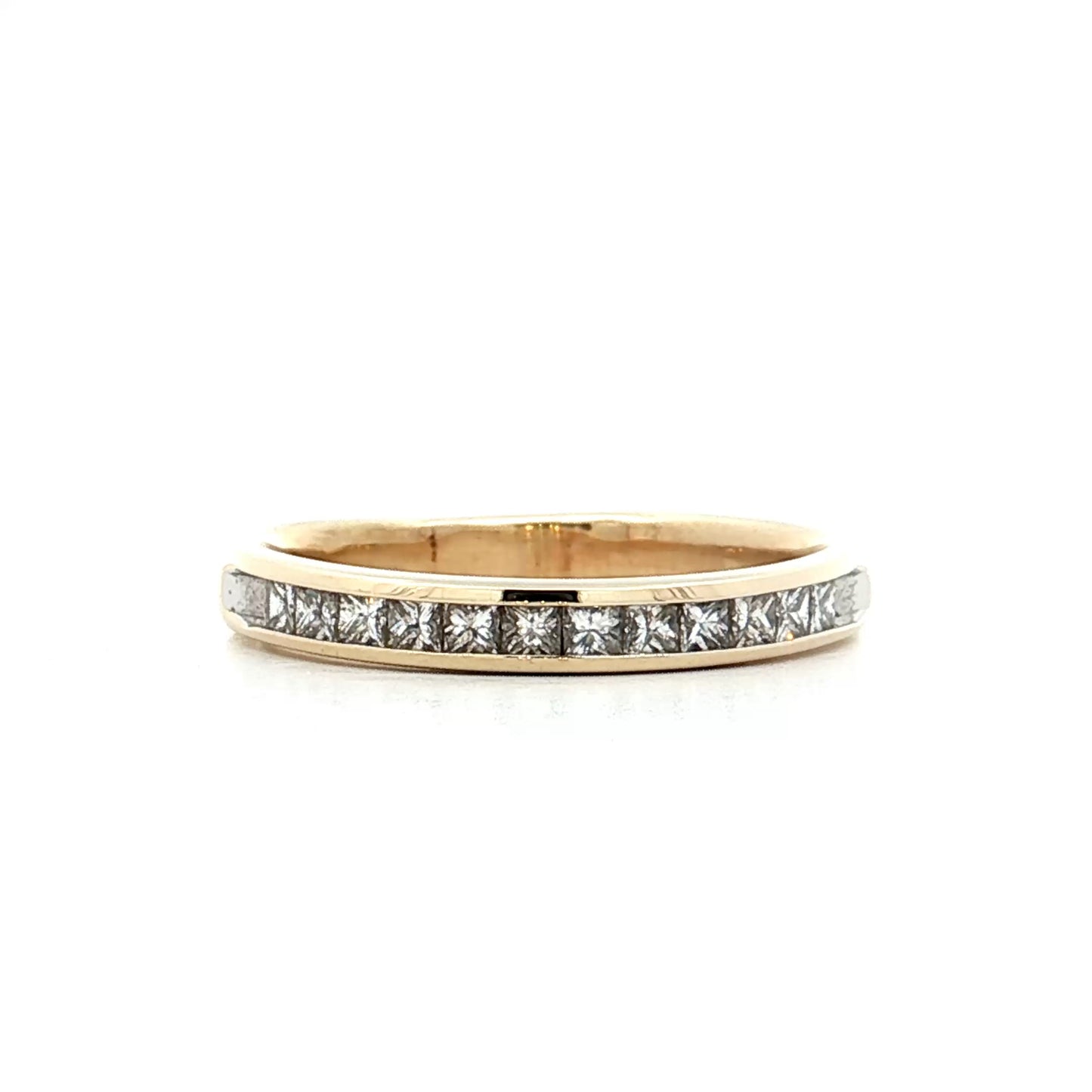 .50 Princess Cut Diamond Wedding Band 14k Yellow Gold