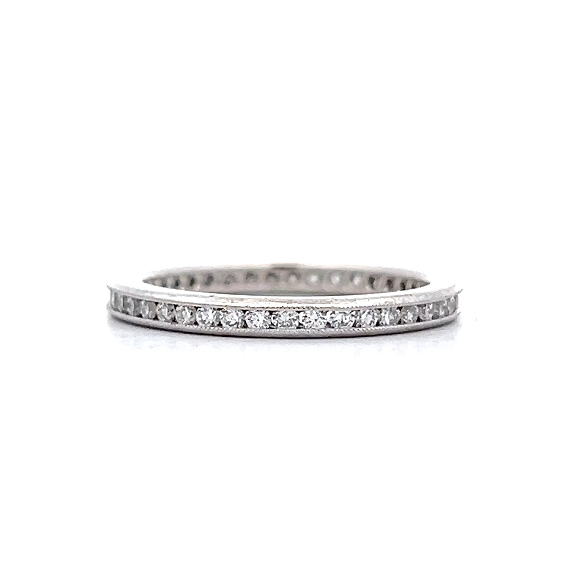 .50 Roud Diamond Milgrain Eternity Band in Platinum