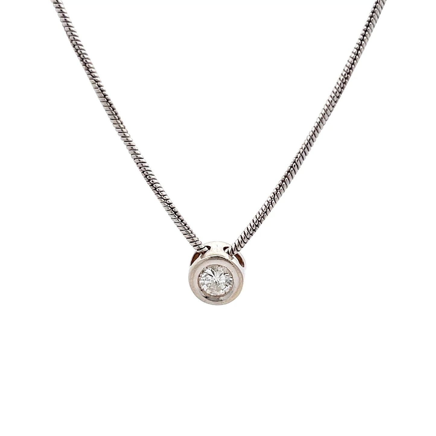 .50 Round Diamond Solitaire Bezel Necklace 14k