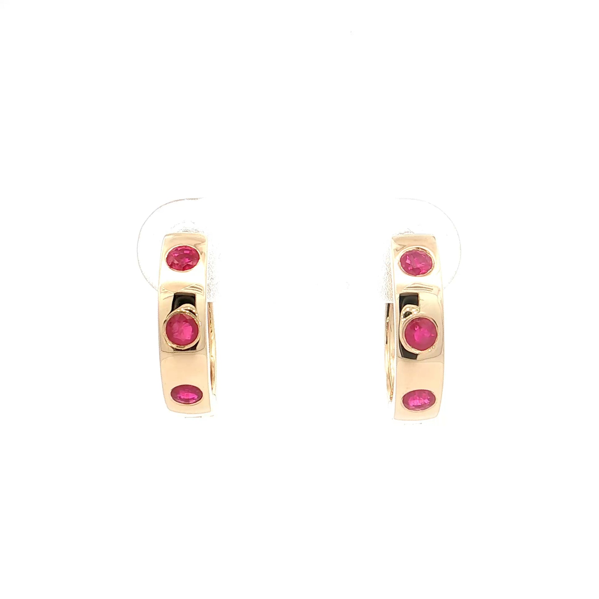 .50 Ruby Huggie Hoop Earrings 14k Yellow Gold