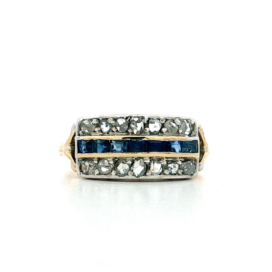 .50 Vintage Retro Sapphire Diamond Ring 14k