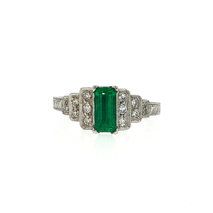 .52 Art Deco Emerald Engagement Ring Platinum