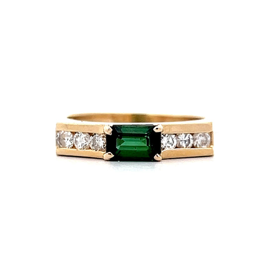 .52 Emerald Cut Tourmaline & Diamond Ring in 18k