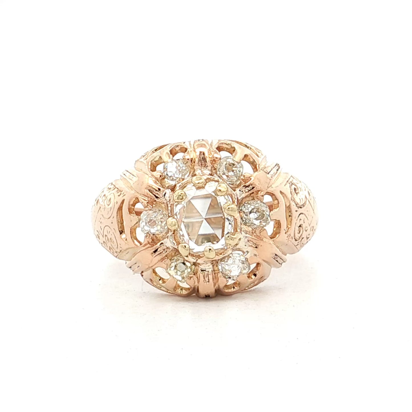 .53 Antique Victorian Cluster Diamond Engagement Ring 14k