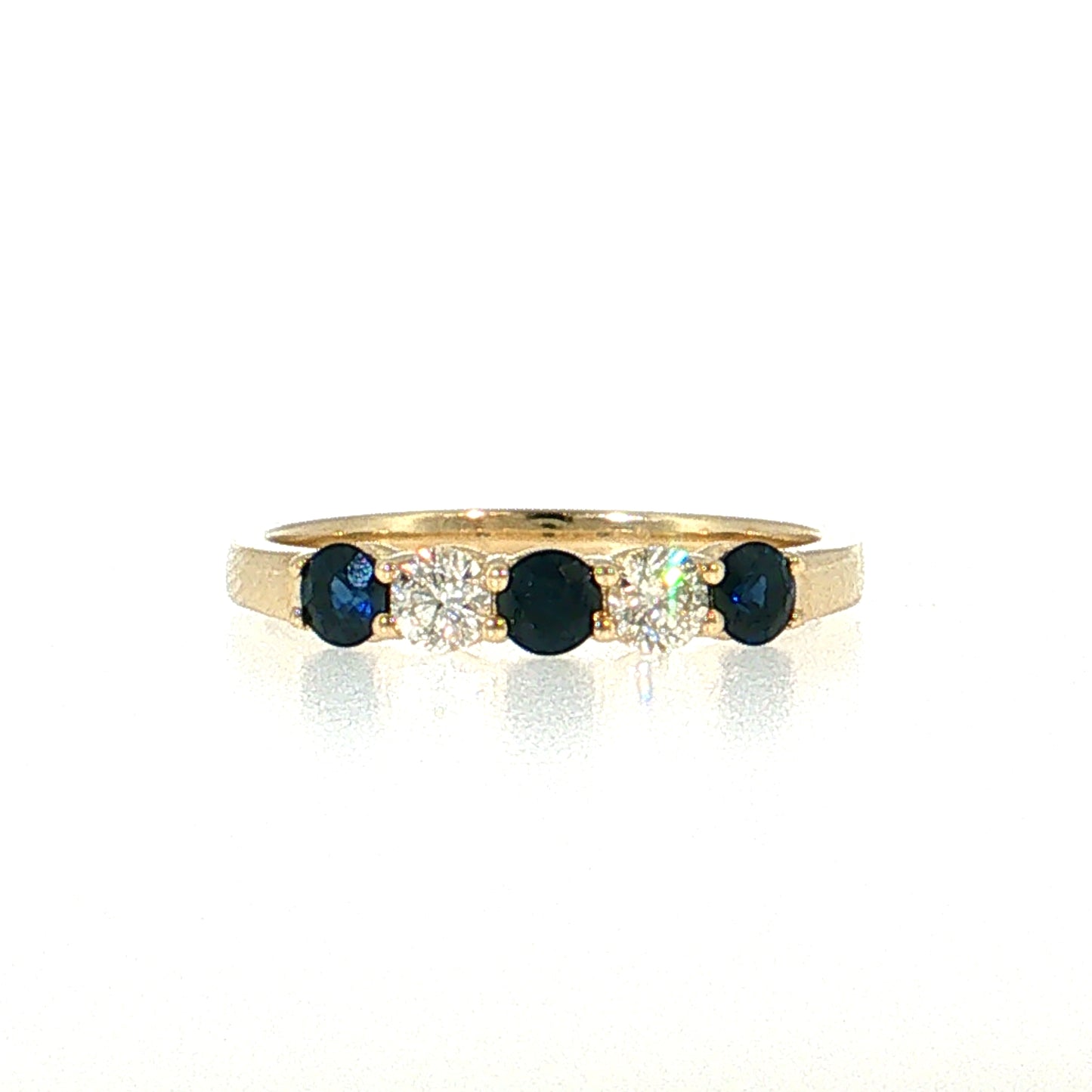 .53 Blue Sapphire & Diamond Five Stone Stacking Ring 14k