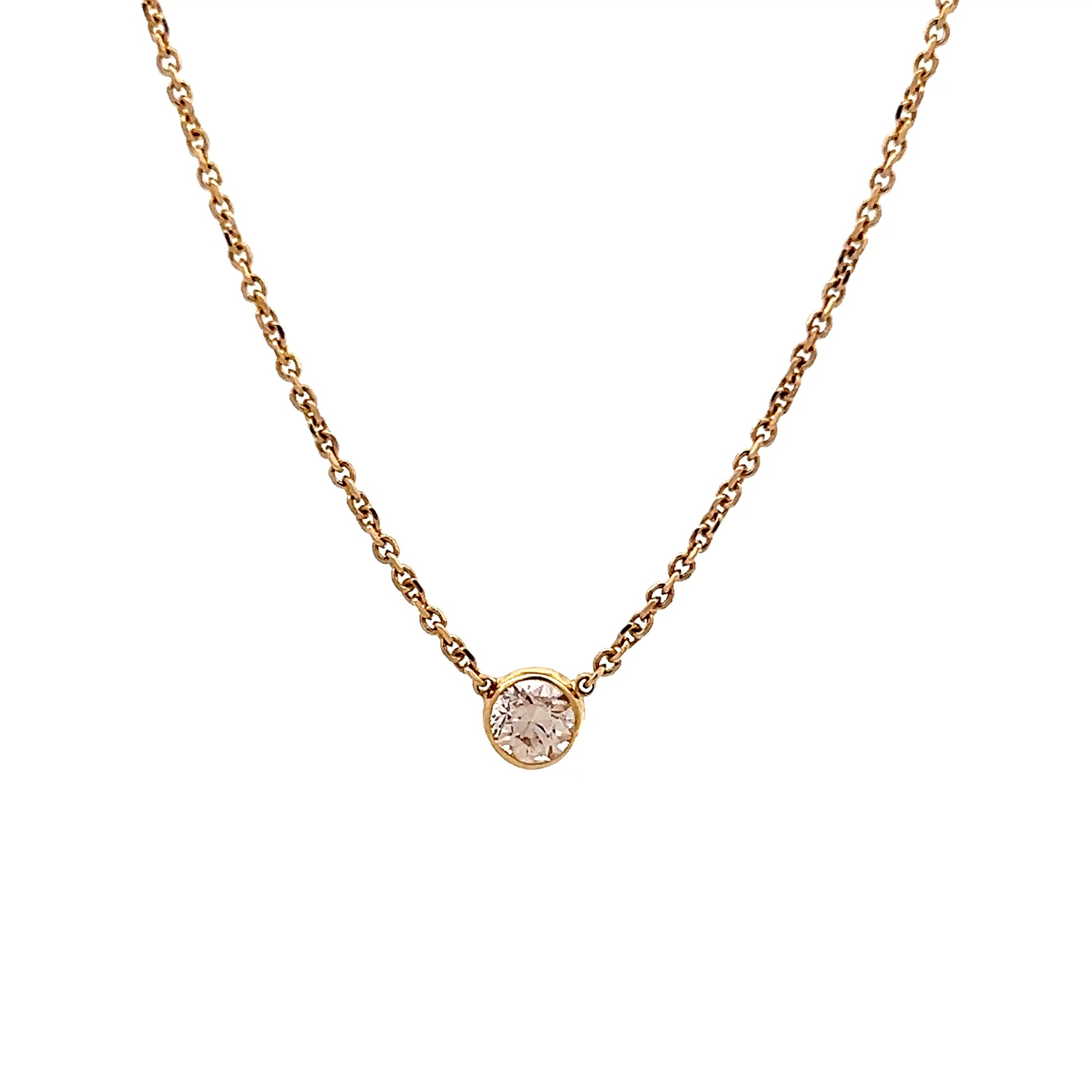 .53 Old Euro Diamond Pendant Necklace in 14k