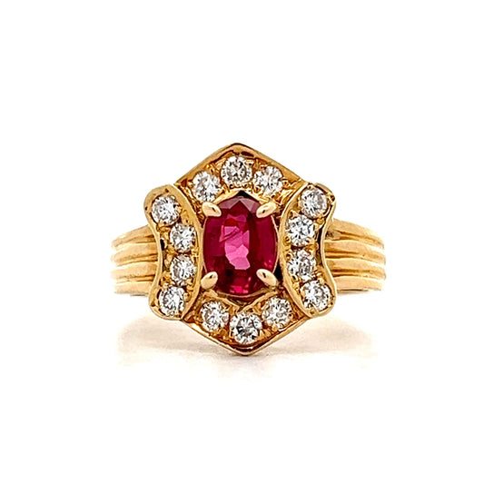 .53 Oval Ruby & Diamond Cocktail Ring in 18k