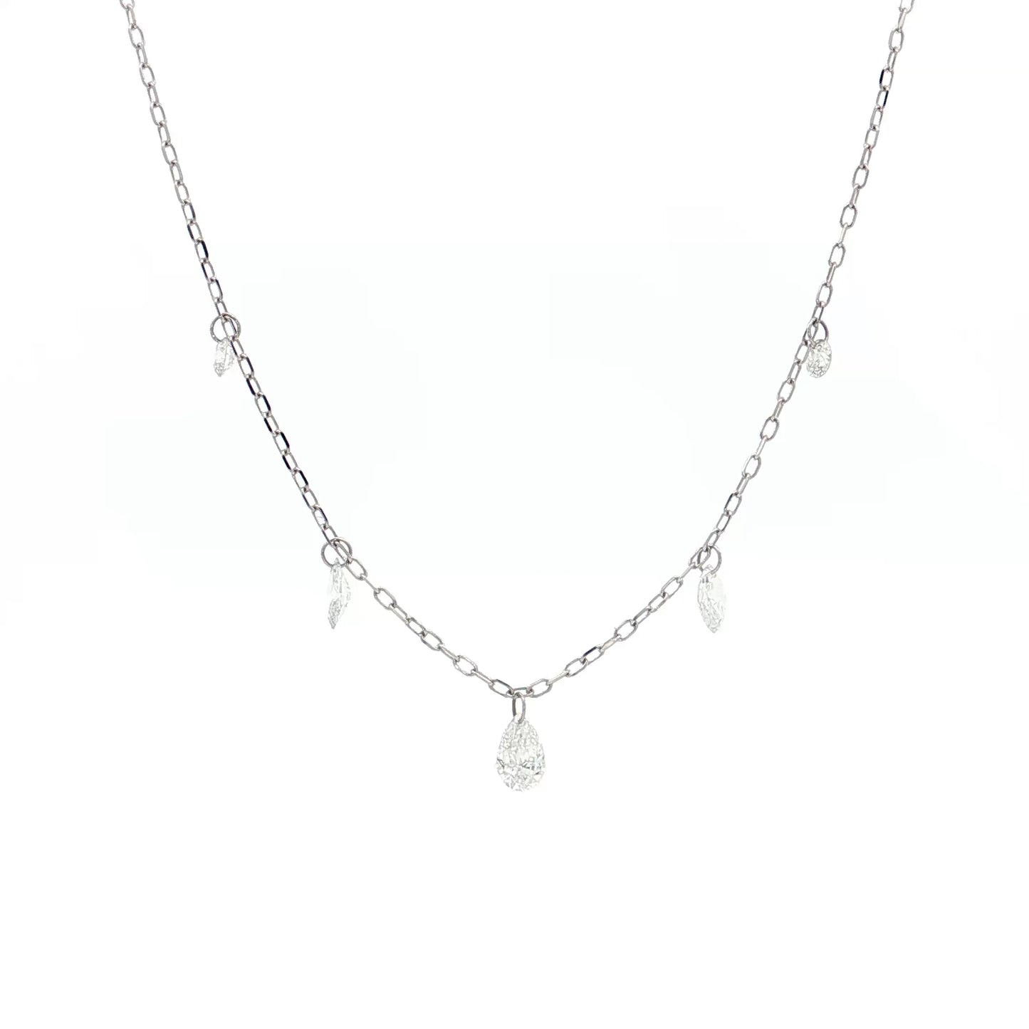 .54 Mixed Diamond Cut Necklace 18k White Gold