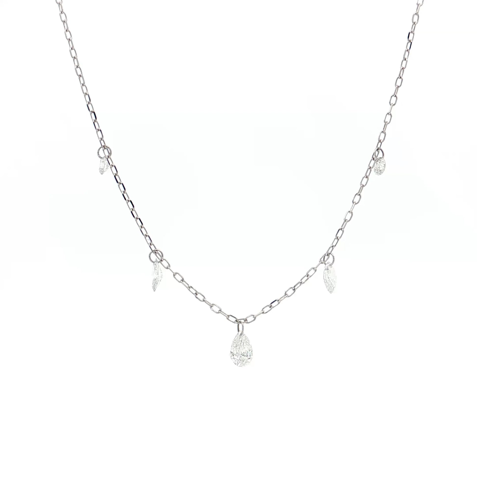 .54 Mixed Diamond Cut Necklace 18k White Gold