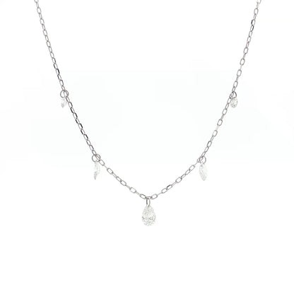 .54 Mixed Diamond Cut Necklace 18k White Gold