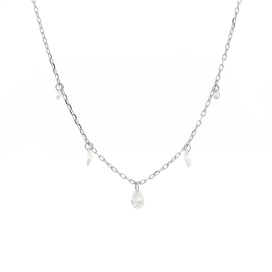 .54 Mixed Diamond Cut Necklace 18k White Gold