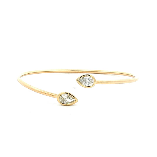 .54 Pear Diamond Bangle Bracelet 18k Yellow Gold
