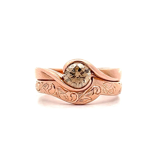 .55 Bezel Cognac Diamond Engagement Ring in Rose Gold