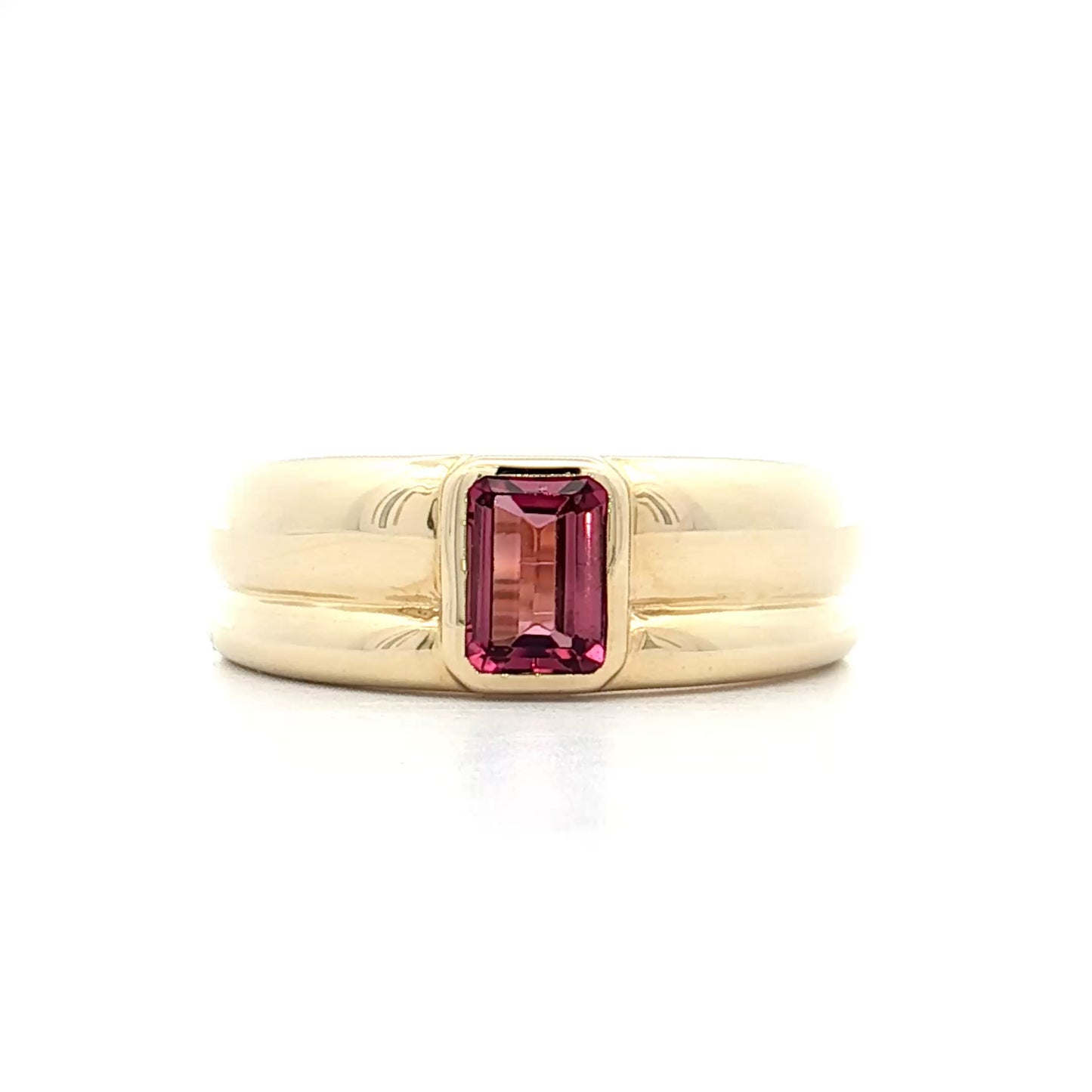 .55 Emerald Cut Pink Tourmaline Stacking Ring 14k