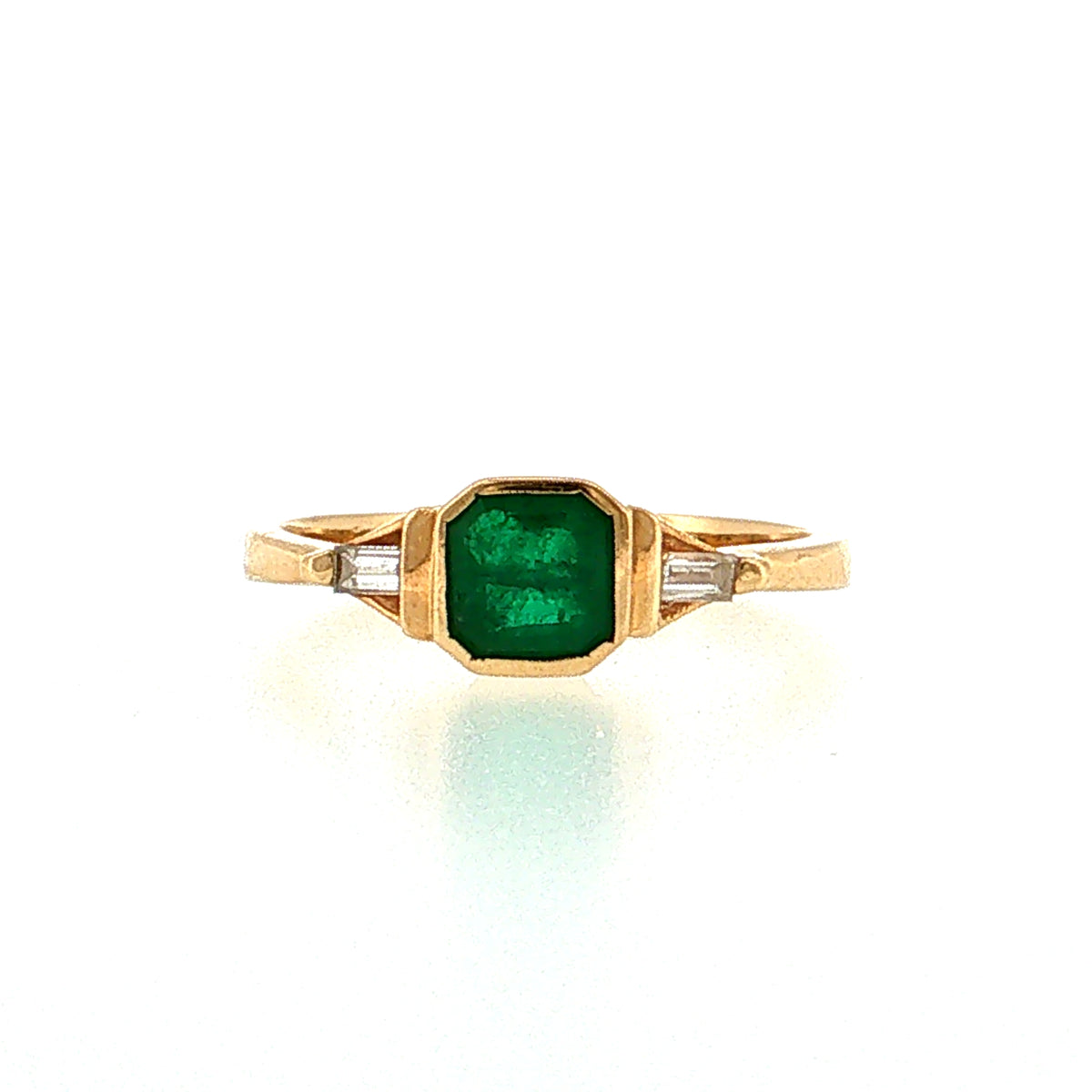 .55 Emerald & Diamond Engagement Ring 18k Yellow Gold