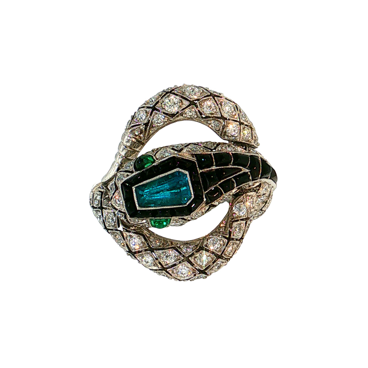 .55 GIA Paraiba Tourmaline & Diamond Snake Ring Platinum