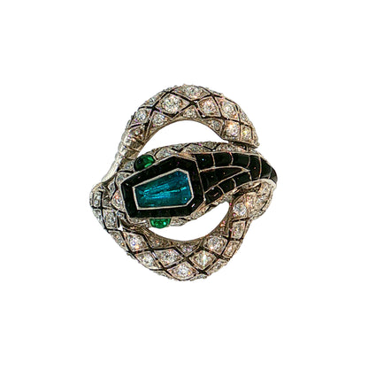 .55 GIA Paraiba Tourmaline & Diamond Snake Ring Platinum