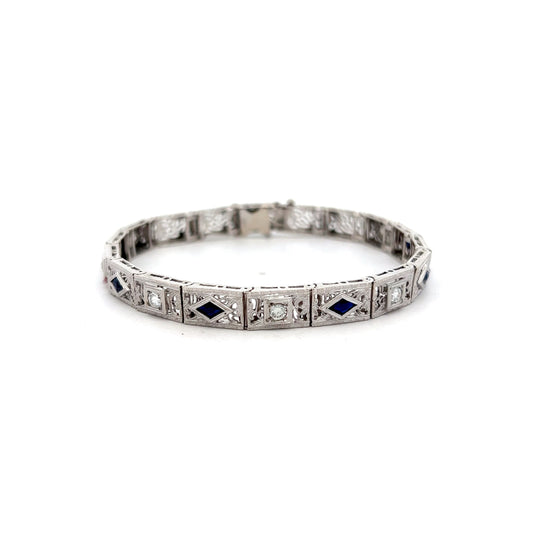 .56 Art Deco Diamond & Sapphire Bracelet in 14k