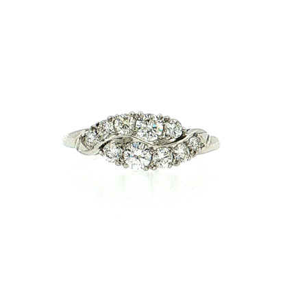 .56 Vintage Mid-Century Diamond Bypass Ring Platinum