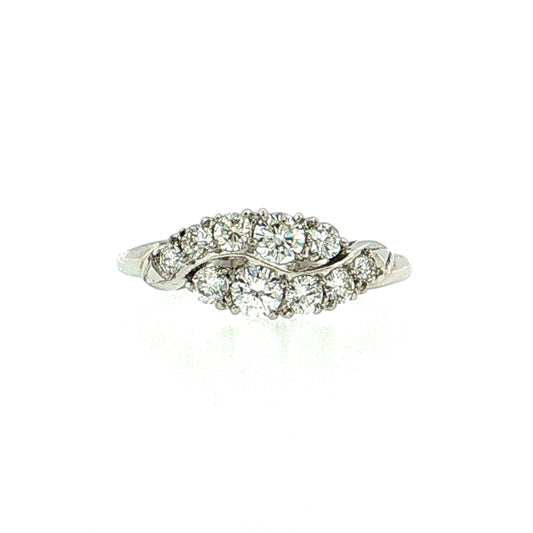 .56 Vintage Mid-Century Diamond Bypass Ring Platinum