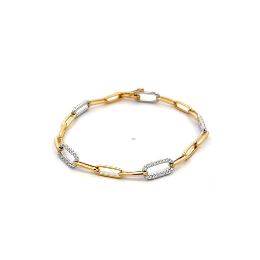 .57 Paperclip Chain Bracelet in 14k Yellow & White Gold