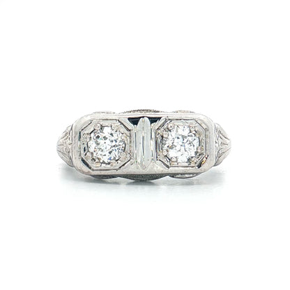 .58 Art Deco Toi Et Moi Diamond Ring 18k White Gold