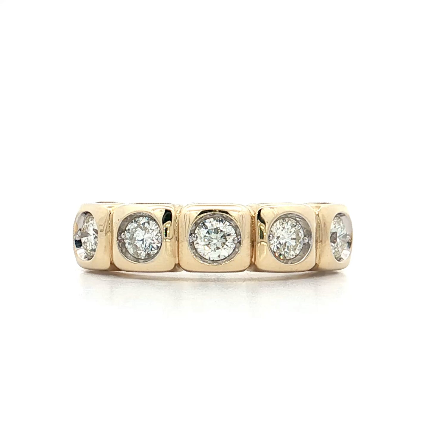 .58 Five Stone Diamond Wedding Band 14k Yellow Gold