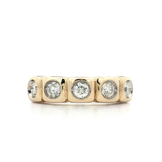 .58 Five Stone Diamond Wedding Band 14k Yellow Gold