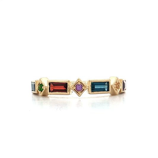 .58 Multi-Gemstone Stacking Ring 14k Yellow Gold