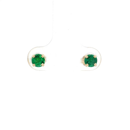.60 Emerald Stud Earrings in 14k Yellow Gold