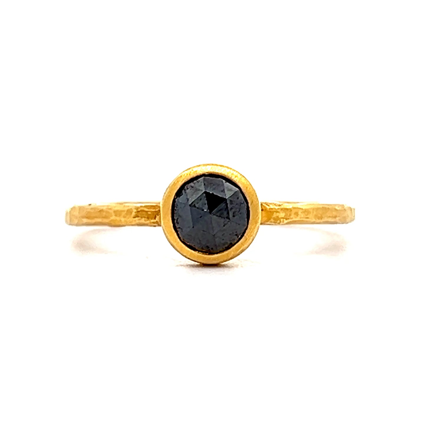 .60 Rose Cut Black Diamond Engagement Ring 18k
