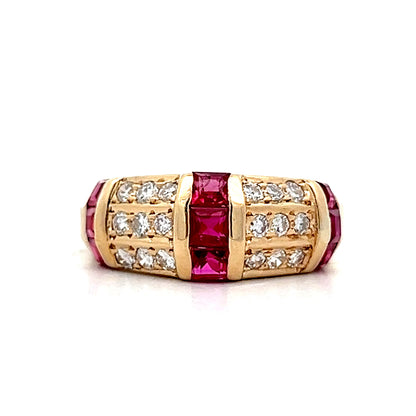 .60 Step Cut Ruby & Diamond Cocktail Ring in 14k