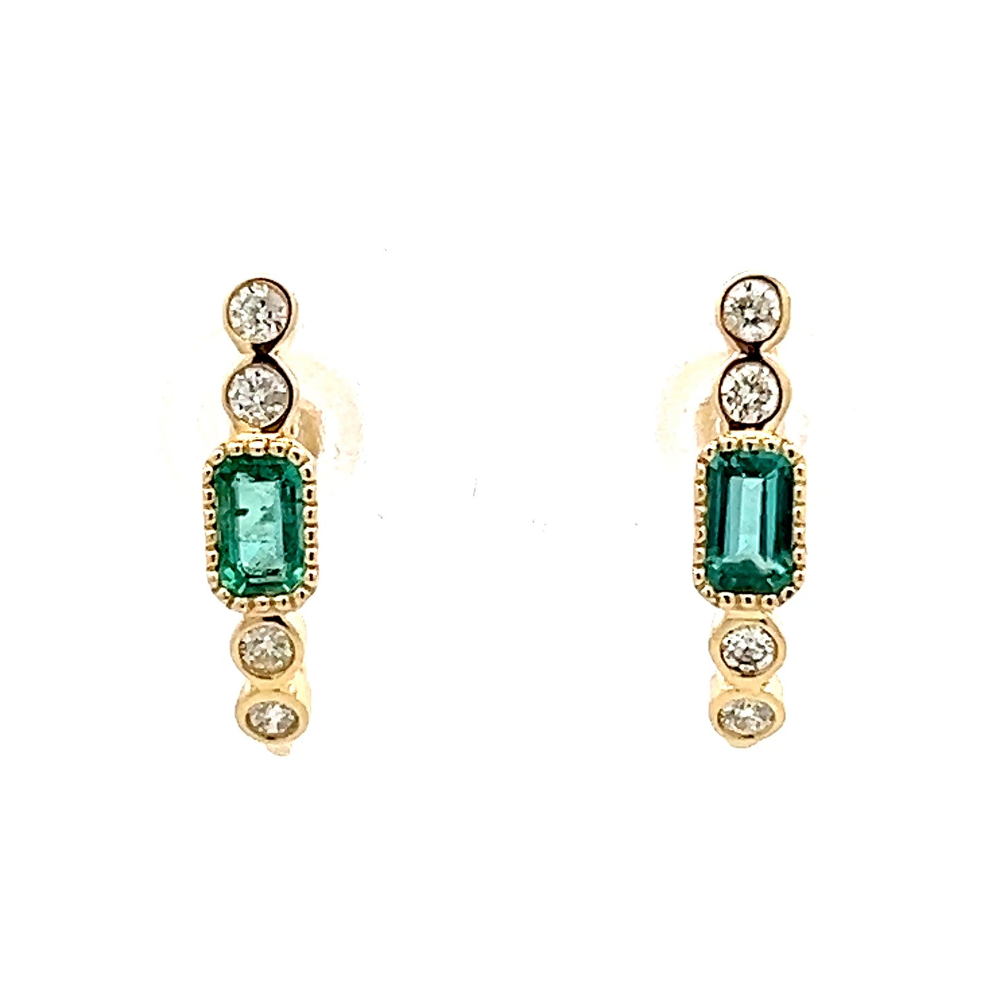 .60 Tourmaline & Diamond J Hoop Earrings in 14k